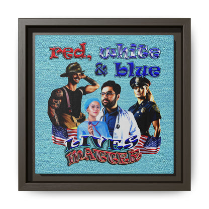 rw&b lives matter - framed canvas art (faded blue)
