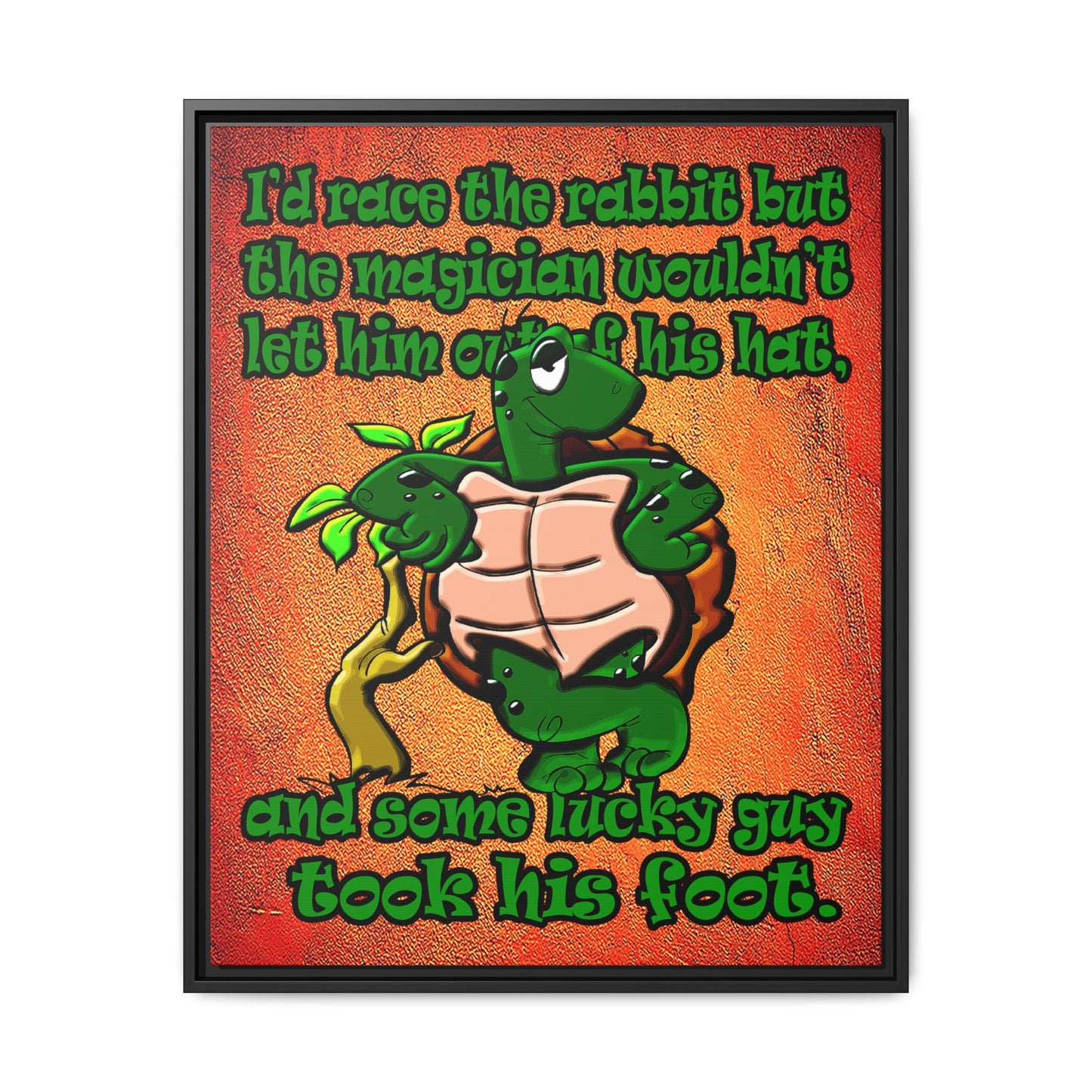 turtle race - framed canvas art (burnt orange)