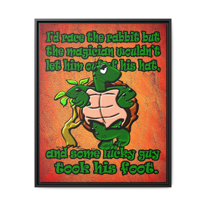 turtle race - framed canvas art (burnt orange)