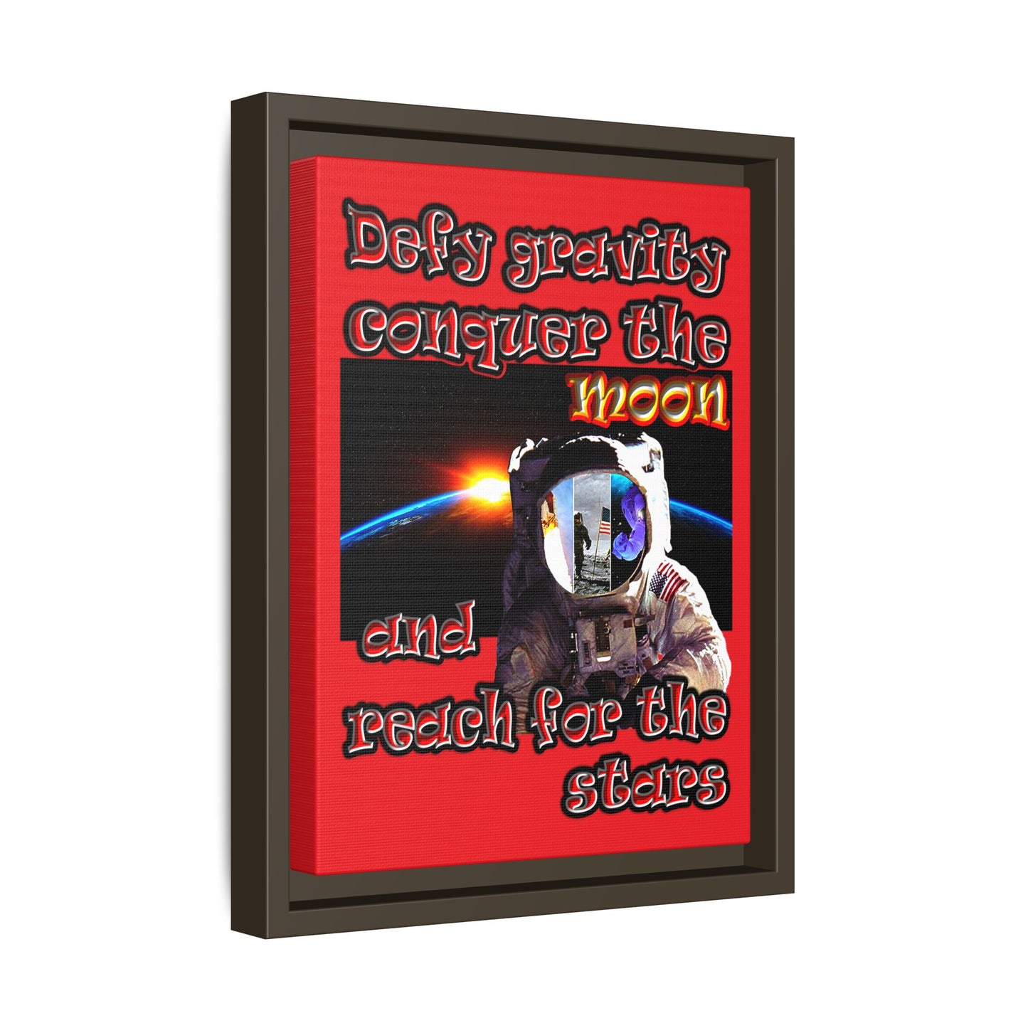 defy conquer reach - framed canvas art (red)