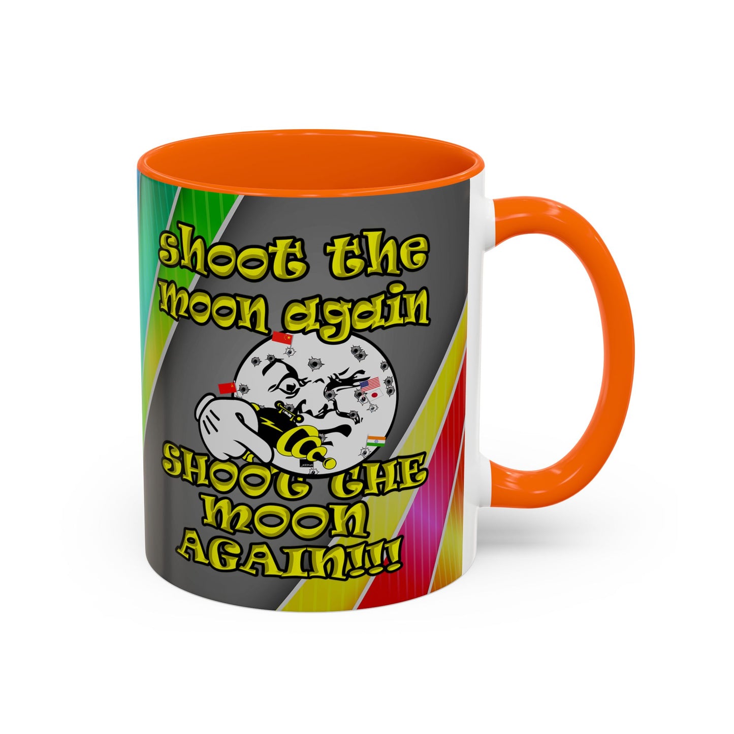 shoot the moon again - Accent Mug (rainbow split)