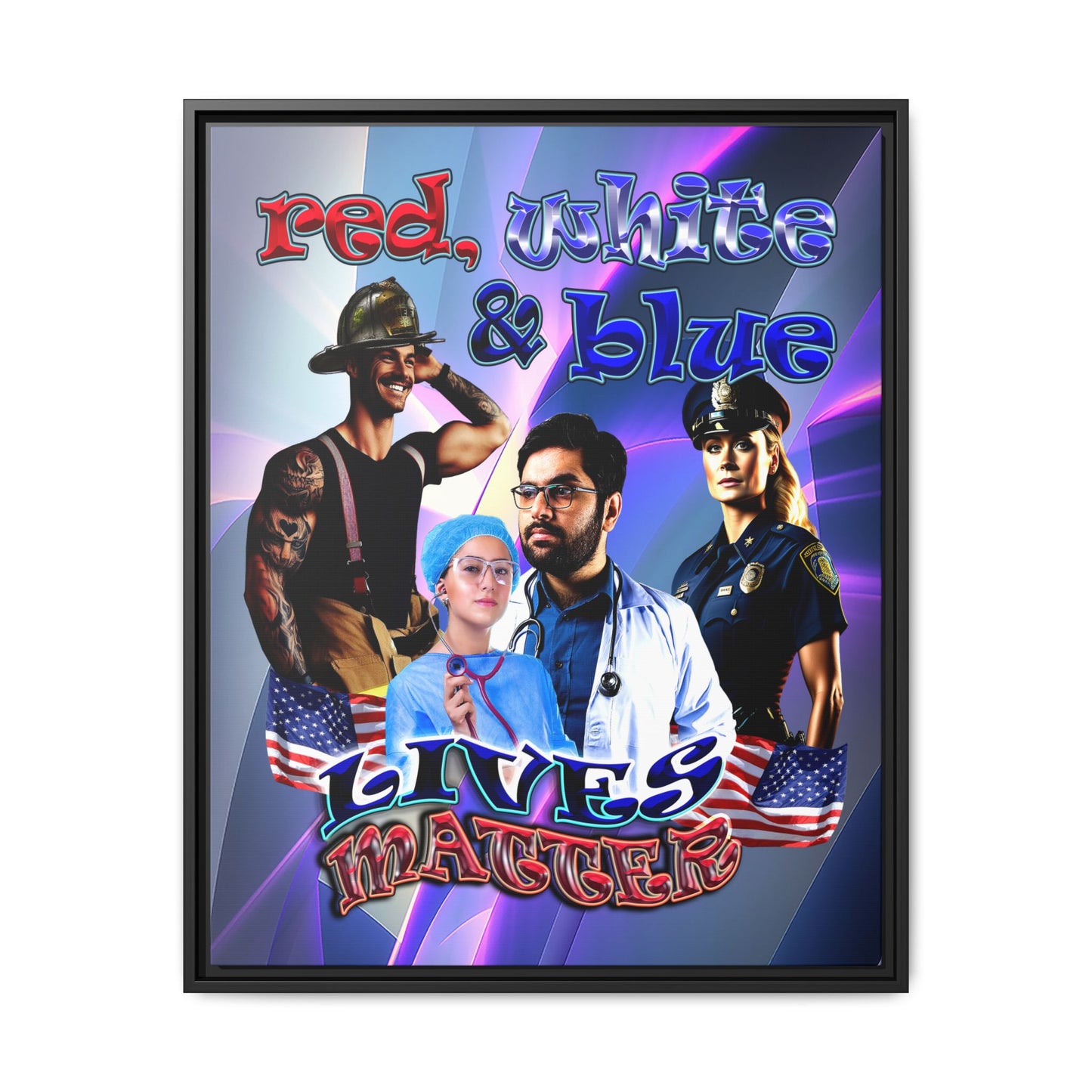 rw&b lives matter - framed canvas art (grey-pink wave)