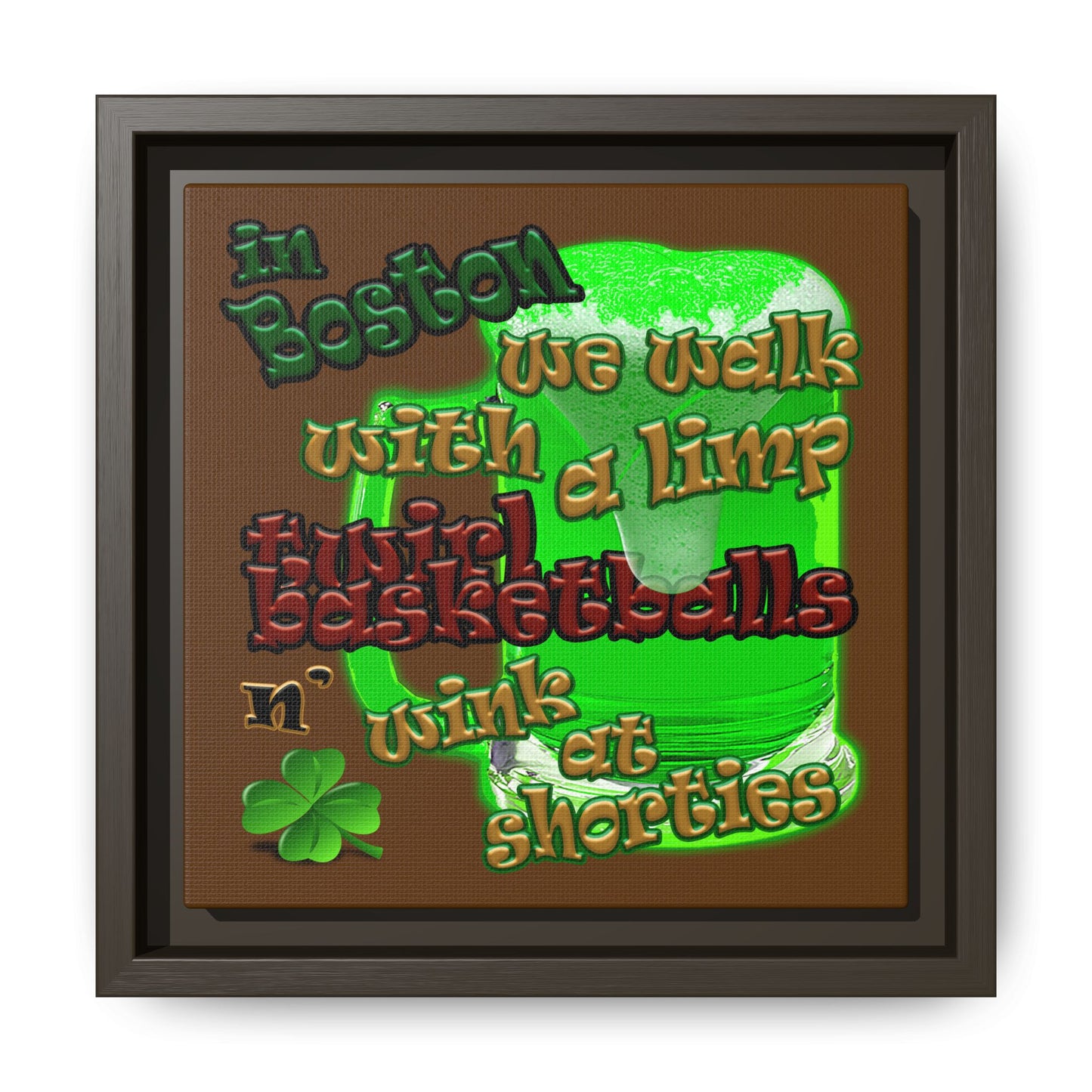 celtics logo - framed canvas art (brown)