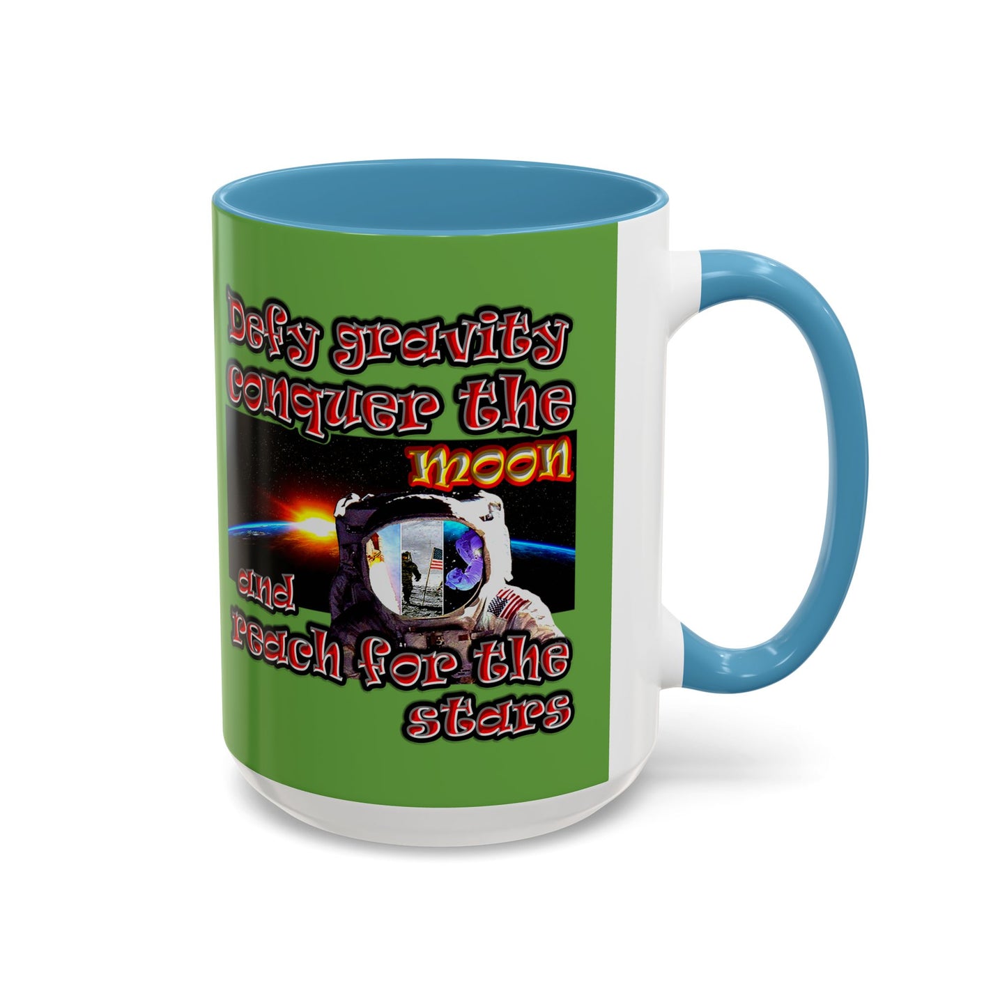 defy conquer reach - Accent Mug (green)