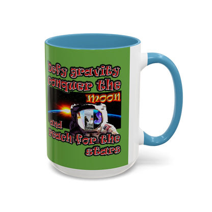 defy conquer reach - Accent Mug (green)