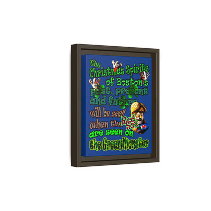 christmas spirits of boston - framed canvas art (dark blue)