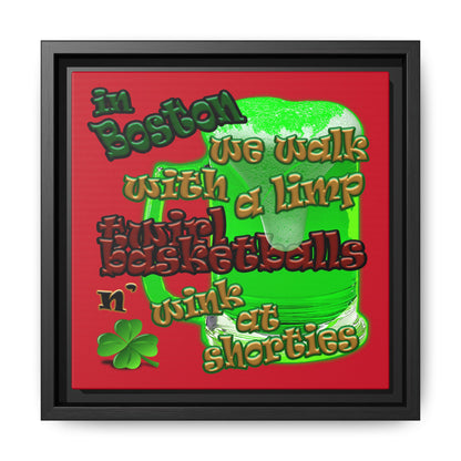 celtics logo - framed canvas art (dark red)