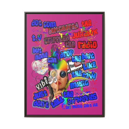 drop the beat - framed canvas art (pink)