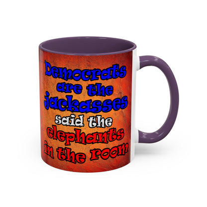 donkeys and elephants - Accent Mug (burnt orange)