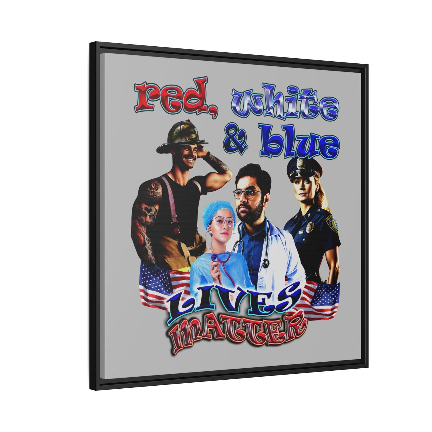 rw&b lives matter - framed canvas art (light grey)