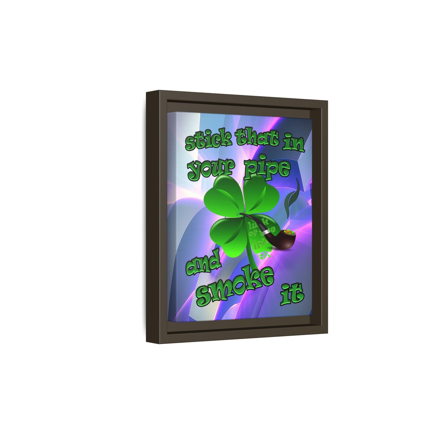 stick that in your pipe and smoke it - framed canvas art (grey-pink wave)