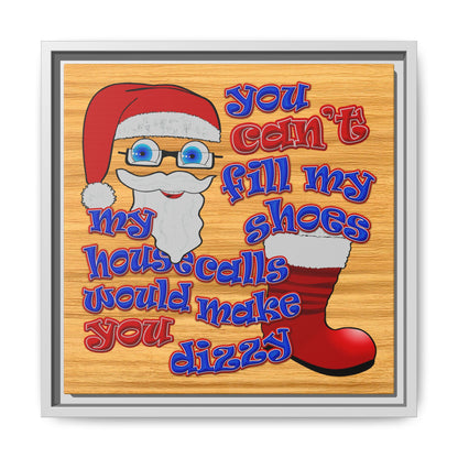 santa's shoes - framed canvas art (butterscotch wood finish)
