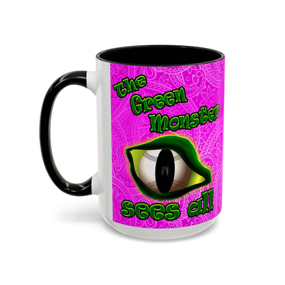 green monster - Accent Mug (pink swirl)