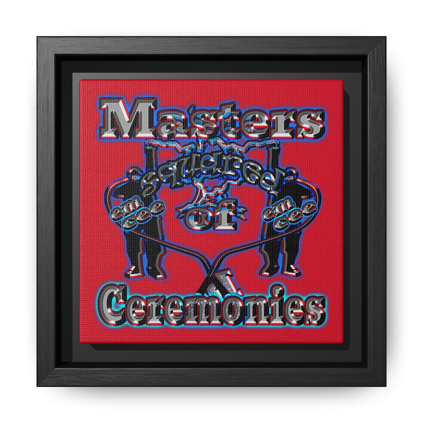 em cee squared - framed canvas art (dark red)