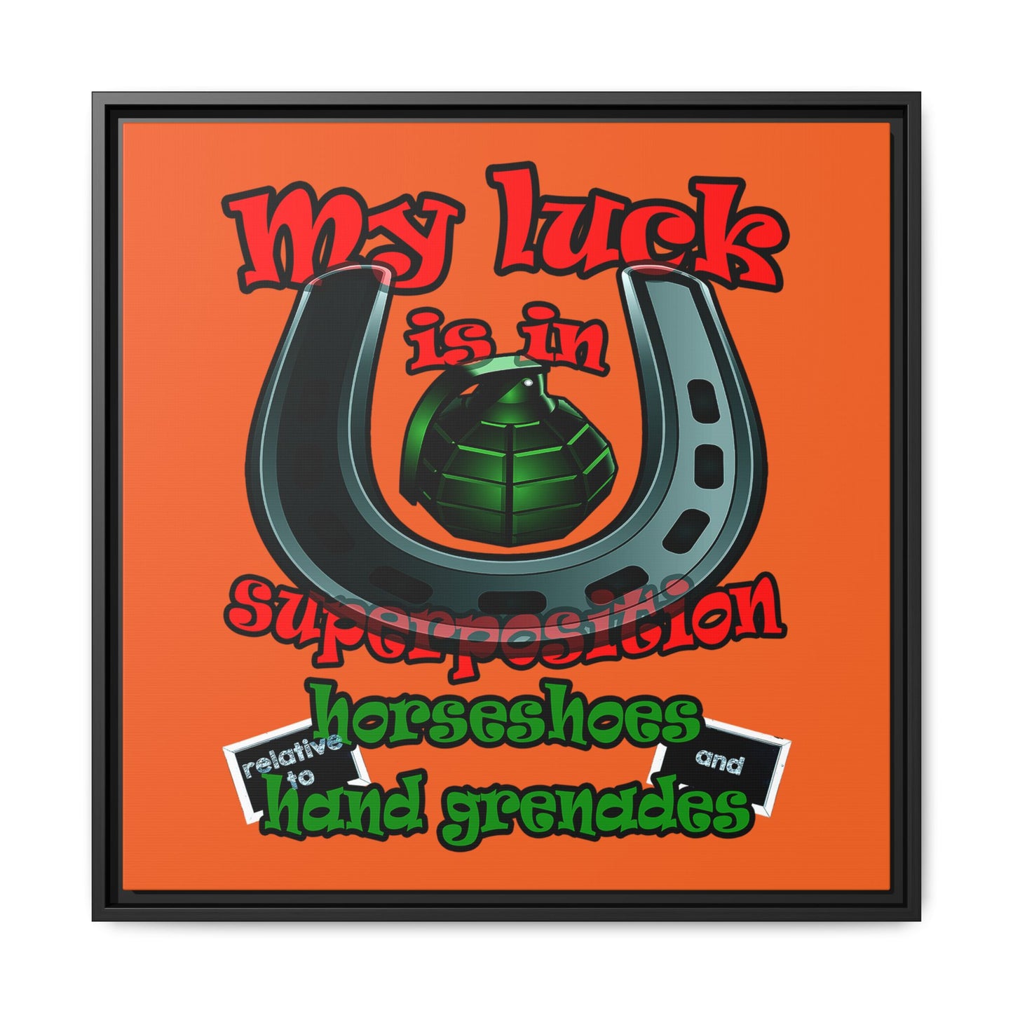 my luck - framed canvas art (orange)