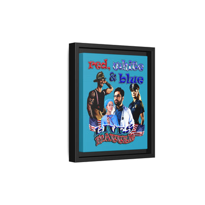 rw&b lives matter - framed canvas art (turquoise)