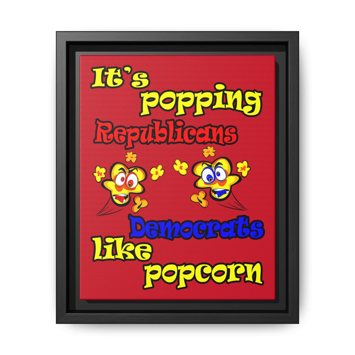 popping like popcorn - framed canvas art (dark red)