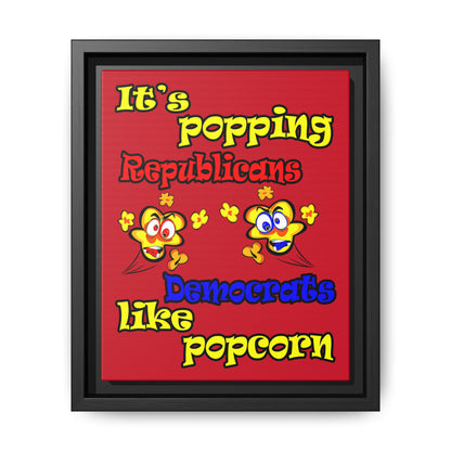 popping like popcorn - framed canvas art (dark red)
