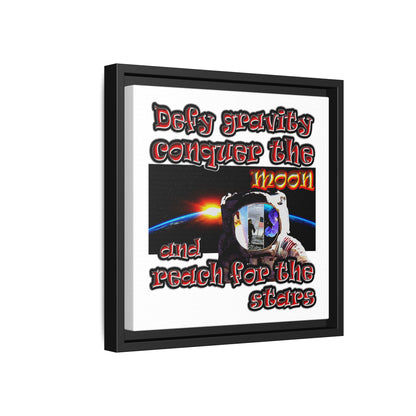 defy conquer reach - framed canvas art (white)