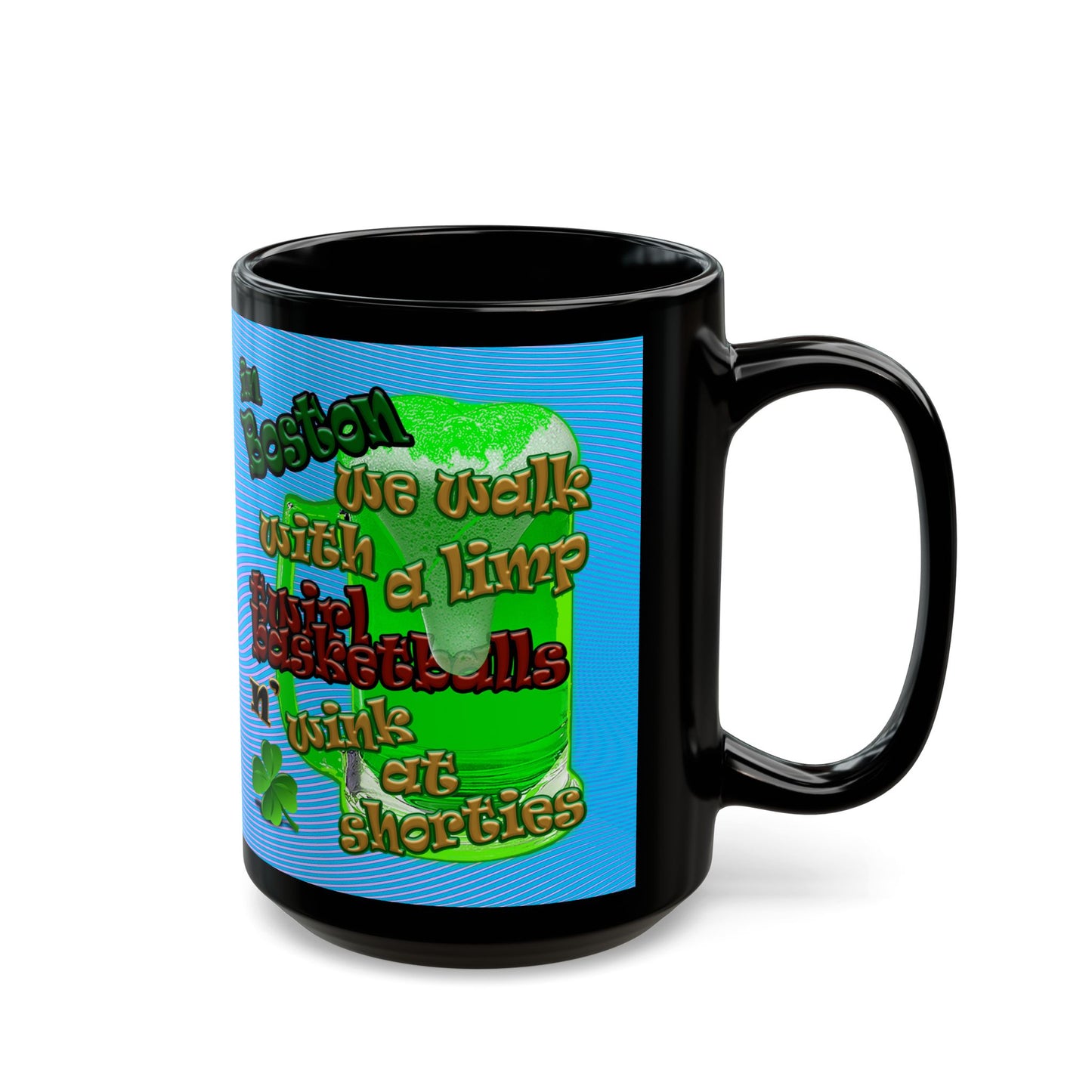 celtics logo - Black Mug (light blue-purple wave)