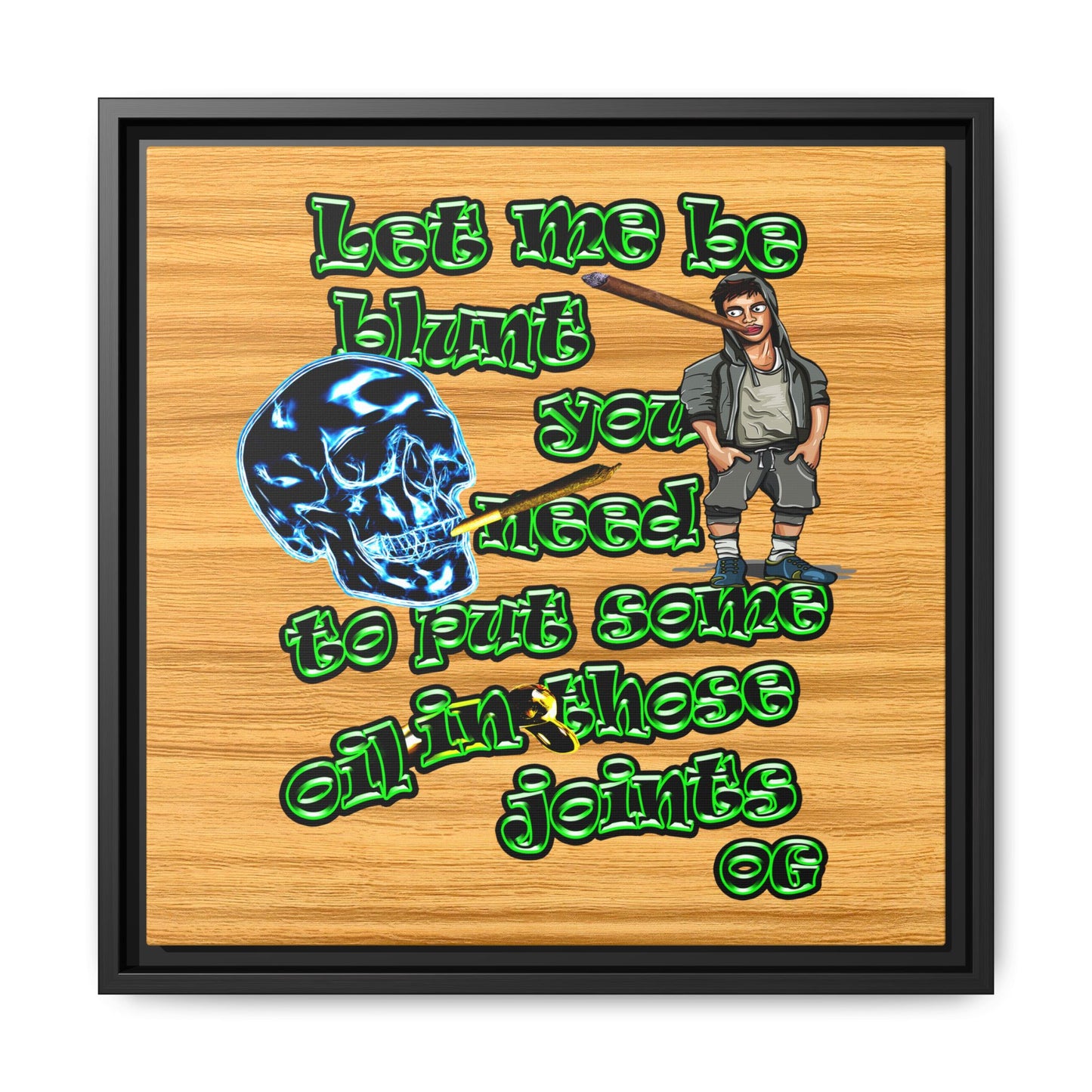 og - framed canvas art (butterscotch wood finish)