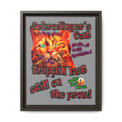 schrodinger's cat - framed canvas art (grey)