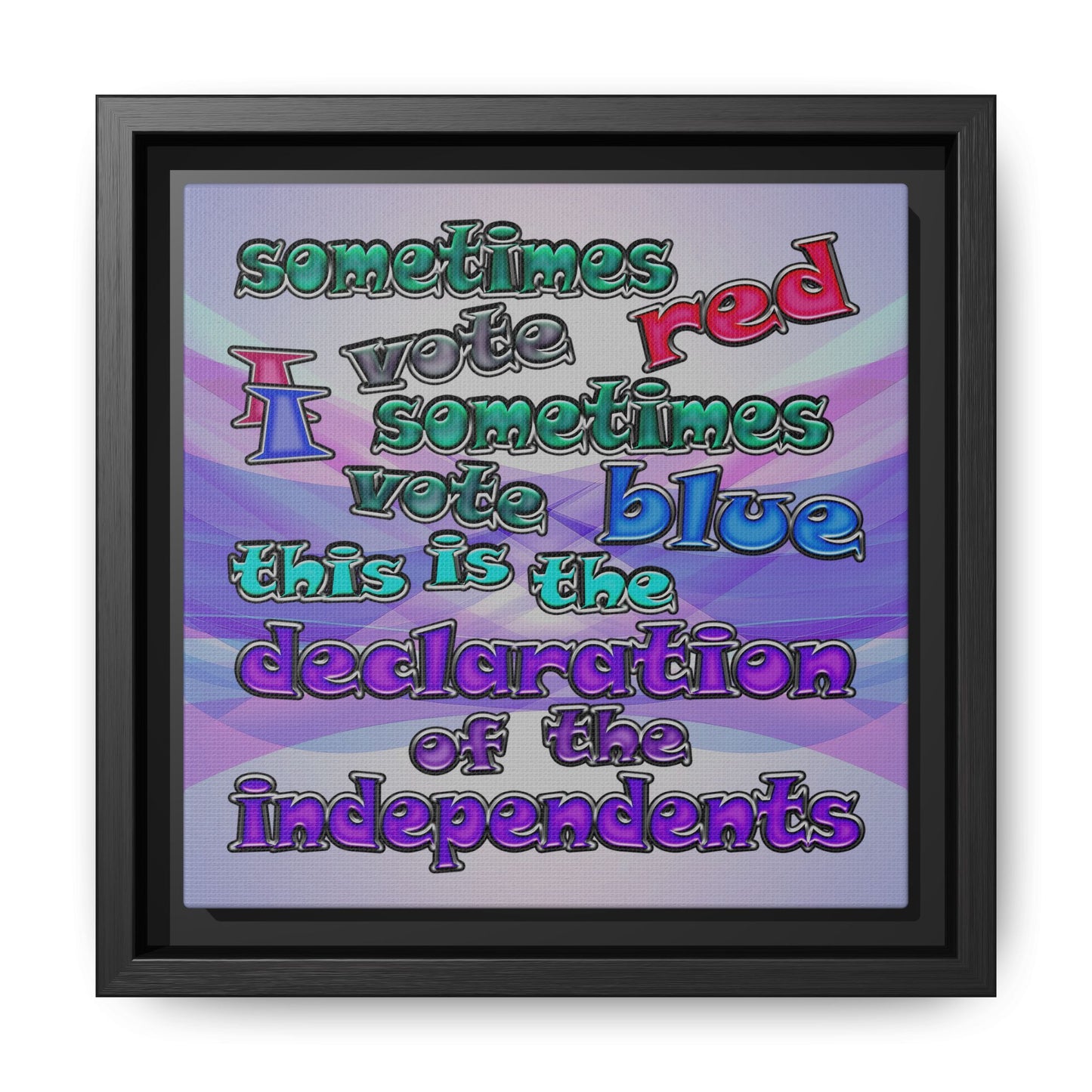 declaration of the independents - framed canvas art (light blue-pink wave)