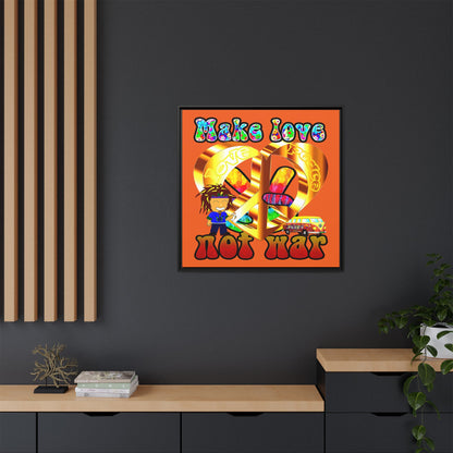 love peace - framed canvas art (orange)