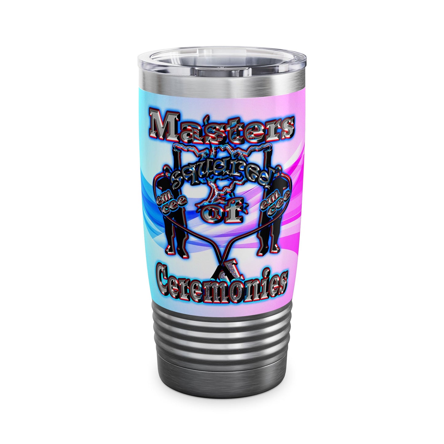 em cee squared - Ringneck Tumbler, 20oz (light blue-pink wave)