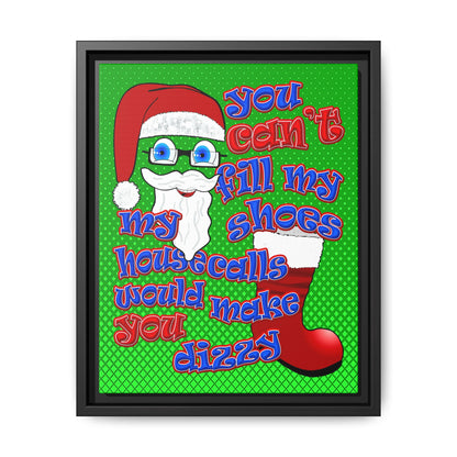 santa's shoes - framed canvas art (logo green)