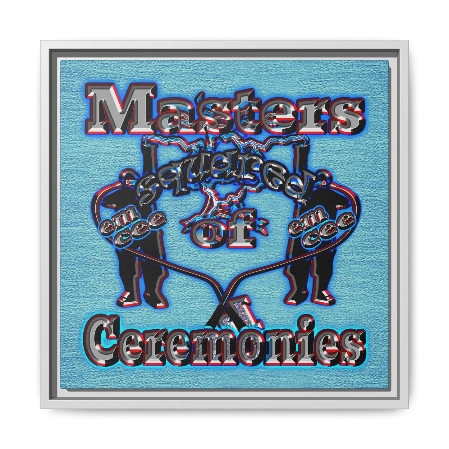 em cee squared - framed canvas art (faded blue)