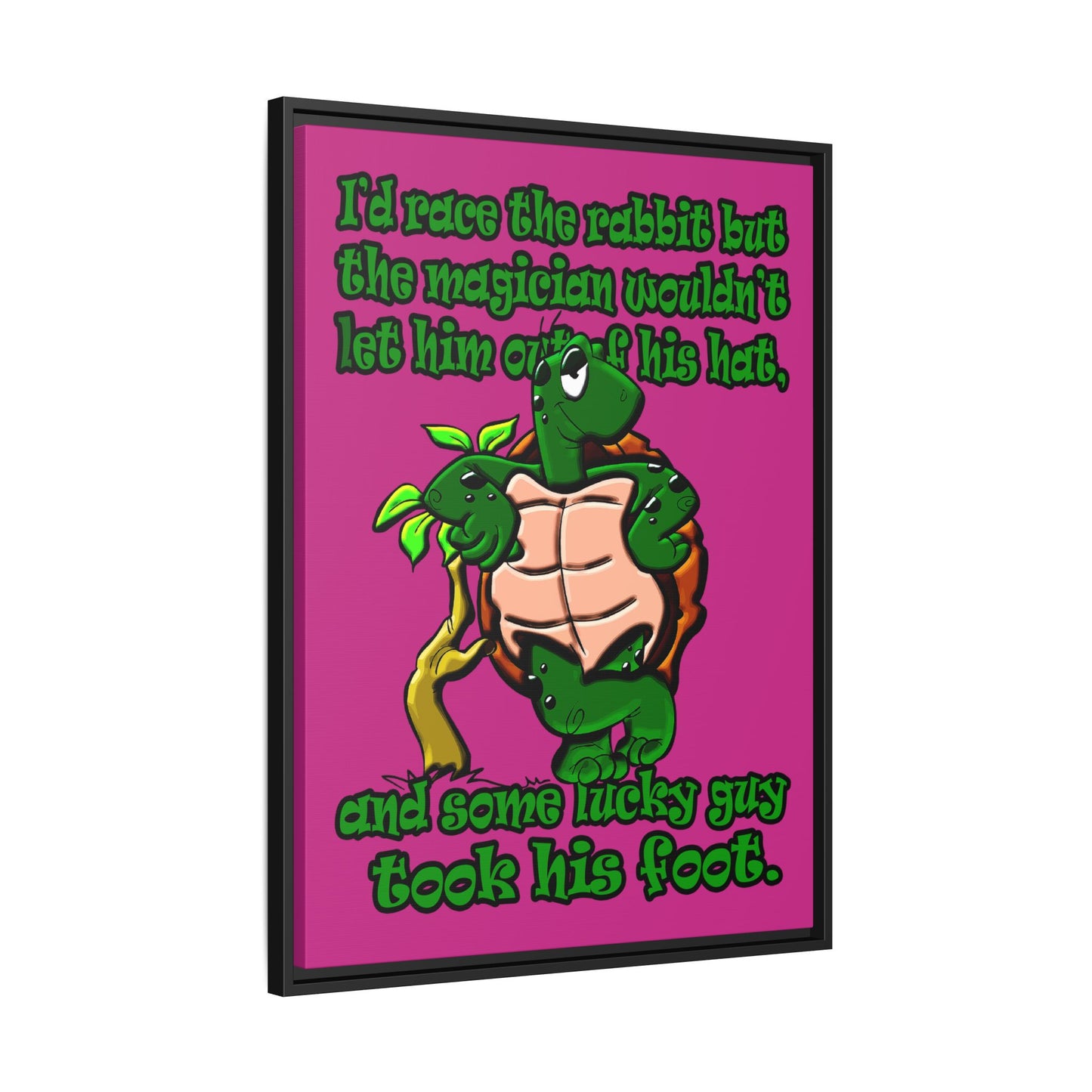 turtle race - framed canvas art (pink)