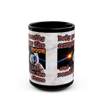 defy conquer reach - Black Mug (white marble)