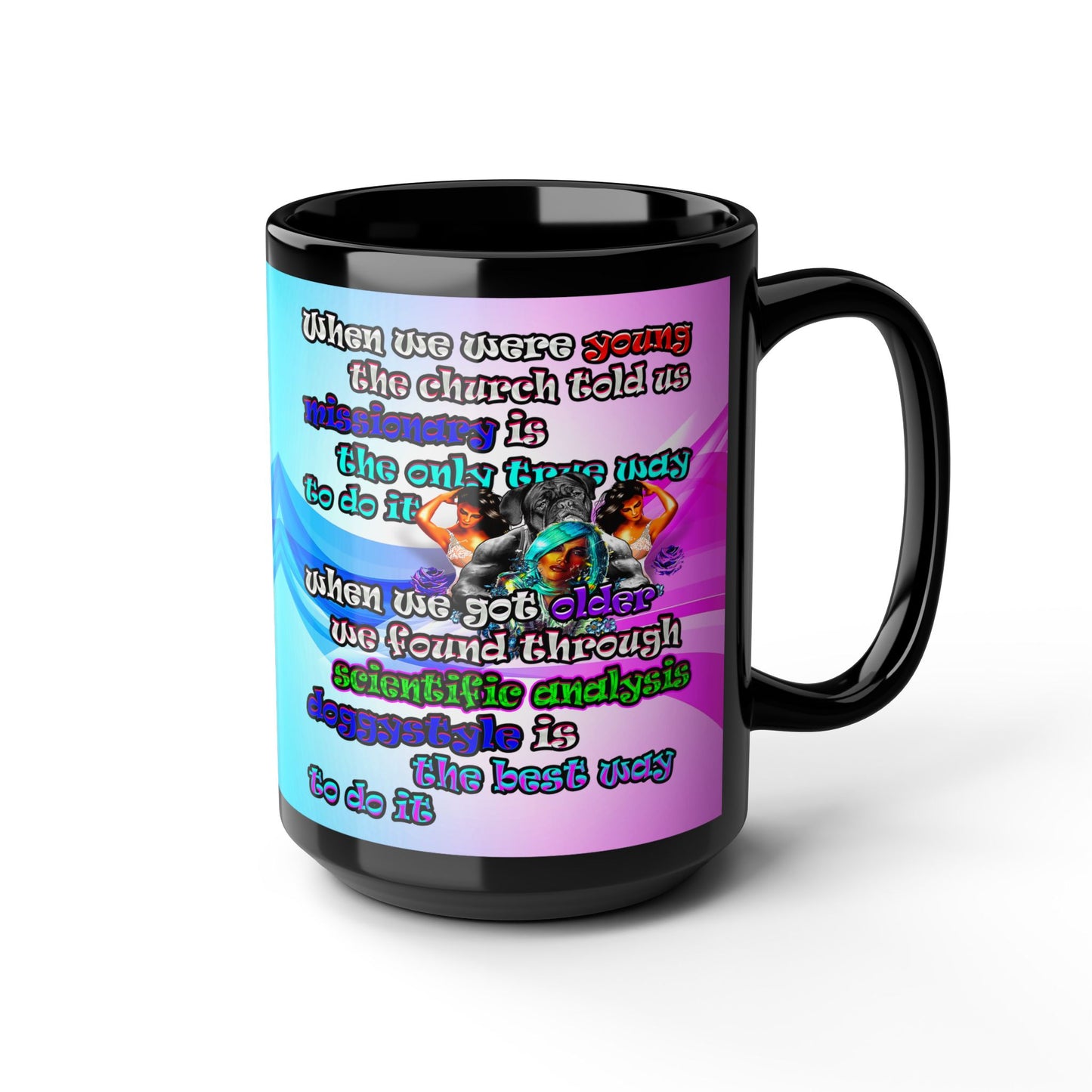 doggystyle - Black Mug (light blue-pink wave)
