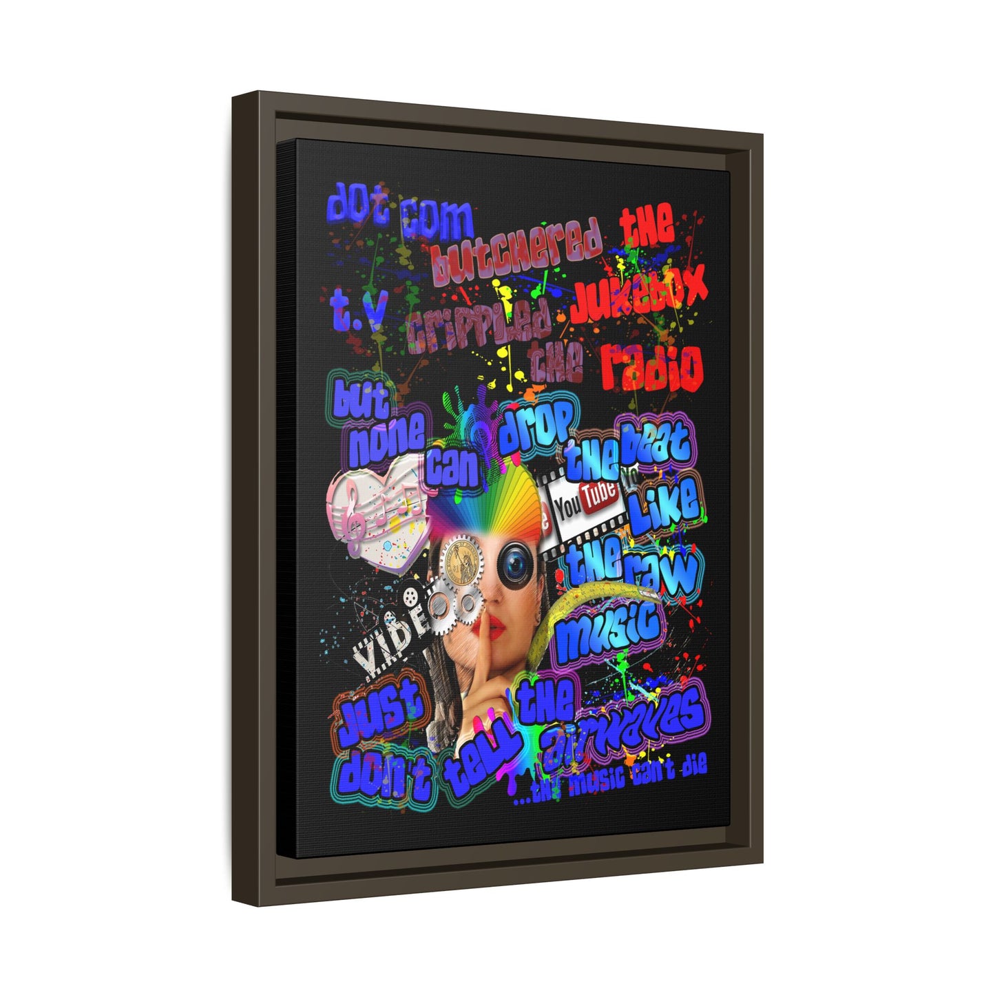 drop the beat - framed canvas art (black)