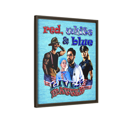 rw&b lives matter - framed canvas art (faded blue)