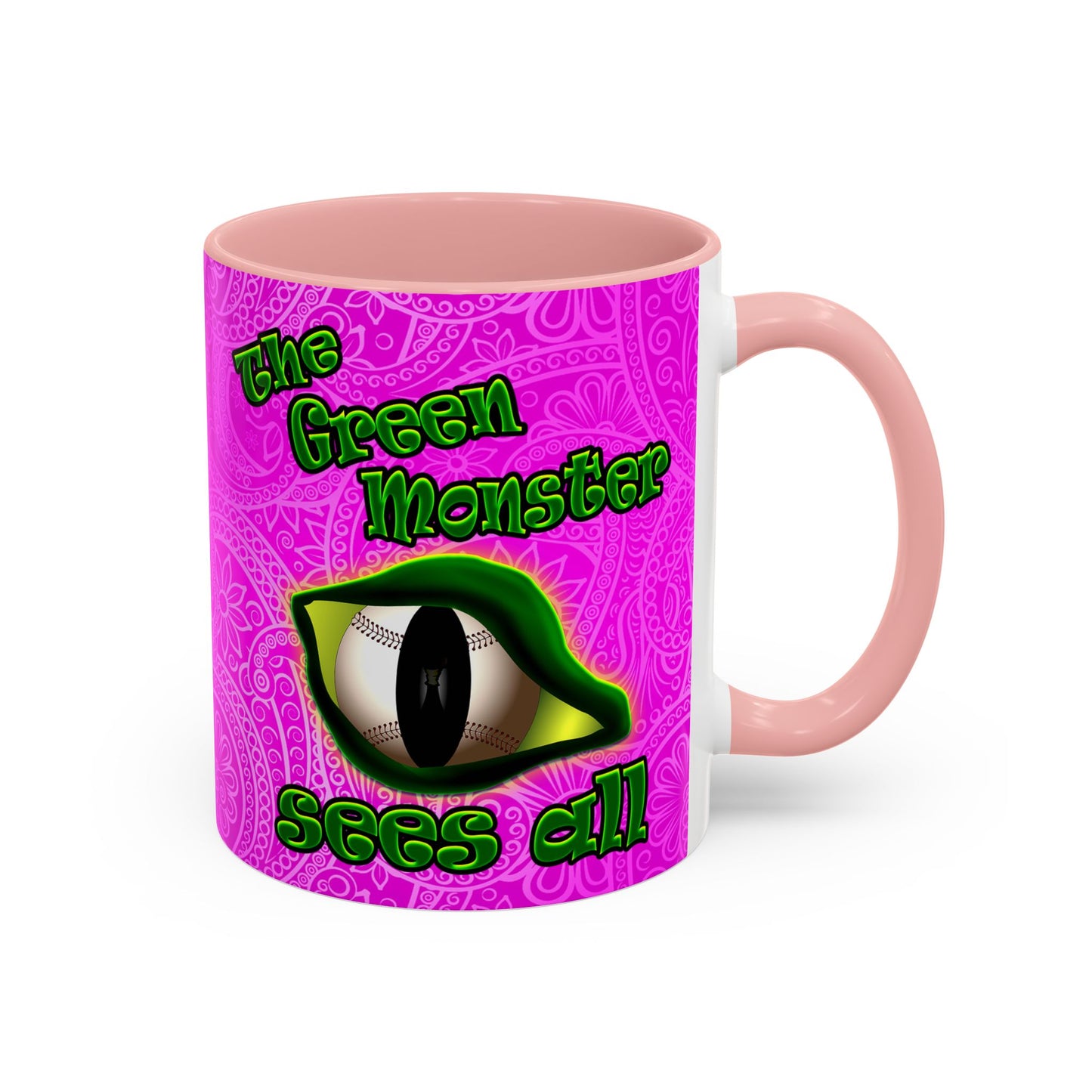 green monster - Accent Mug (pink swirl)