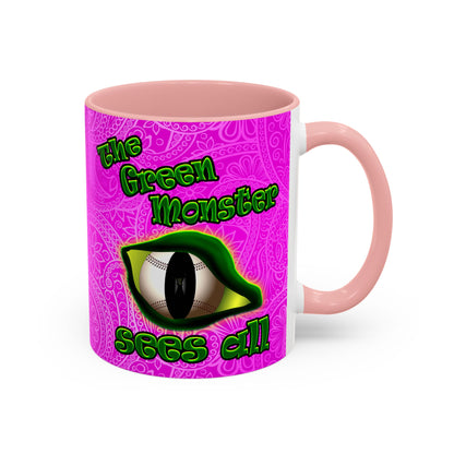 green monster - Accent Mug (pink swirl)