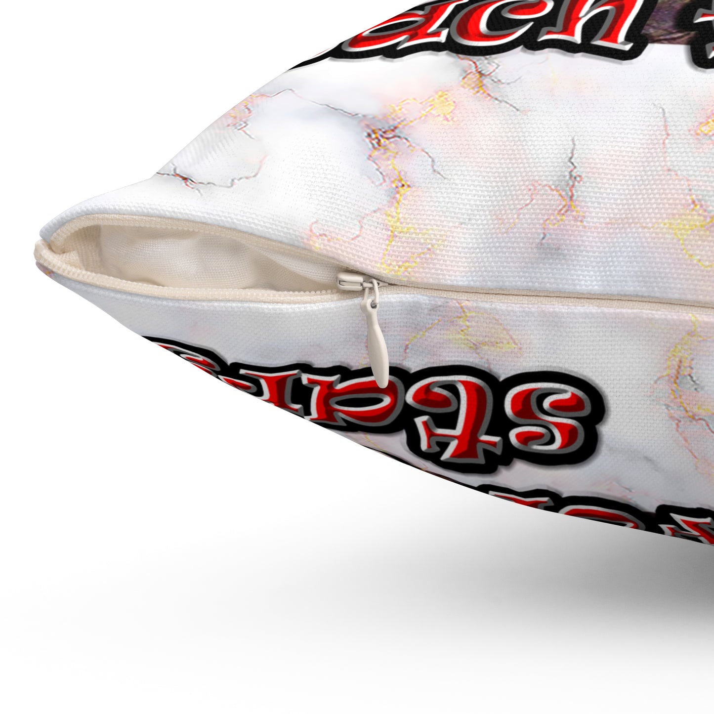 defy conquer reach - Spun Polyester Square Pillow - (white marble)