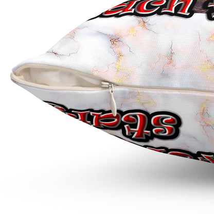 defy conquer reach - Spun Polyester Square Pillow - (white marble)