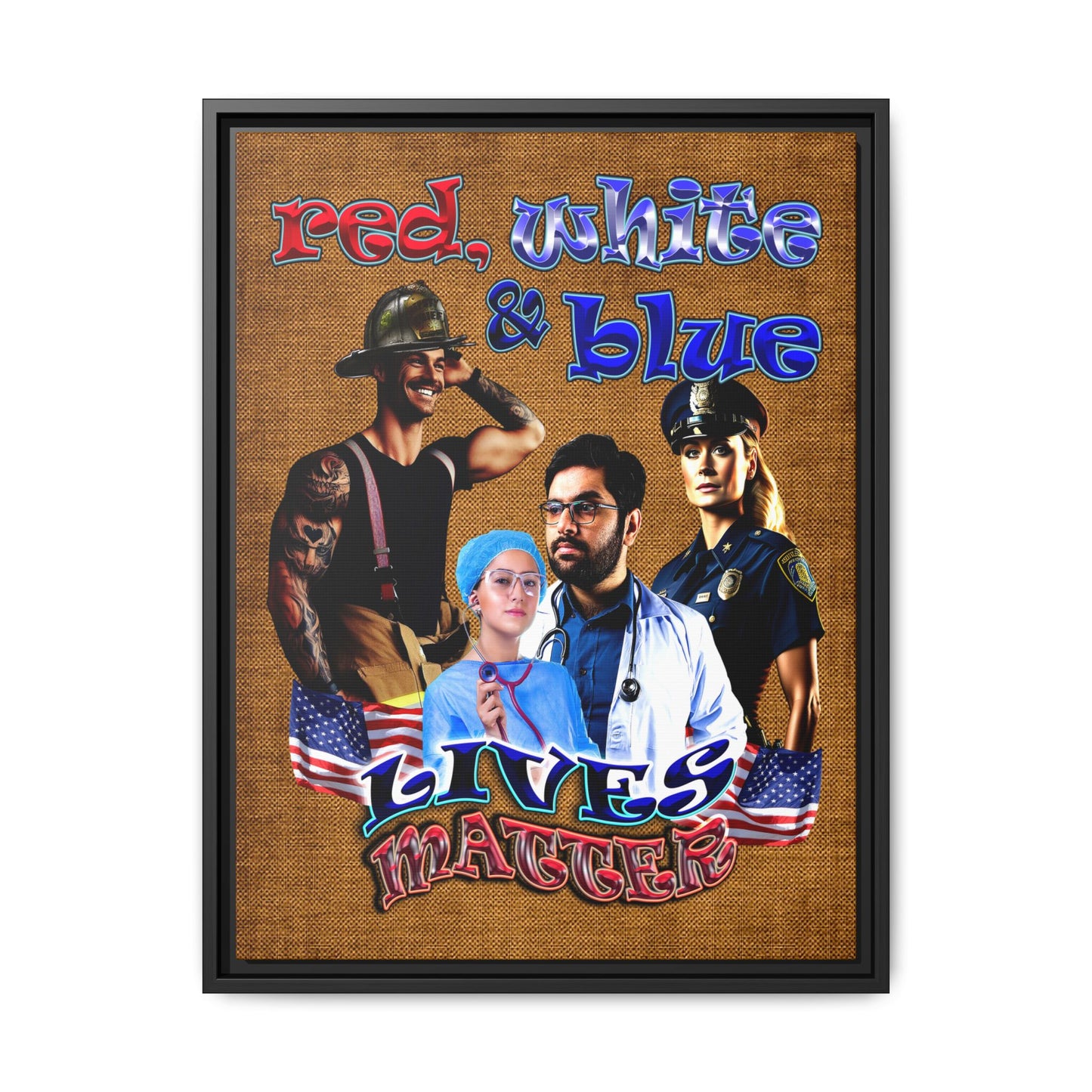 rw&b lives matter - framed canvas art (brown papyrus)