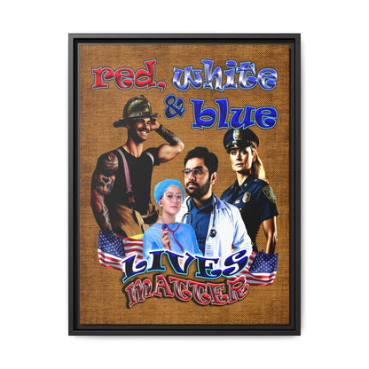 rw&b lives matter - framed canvas art (brown papyrus)