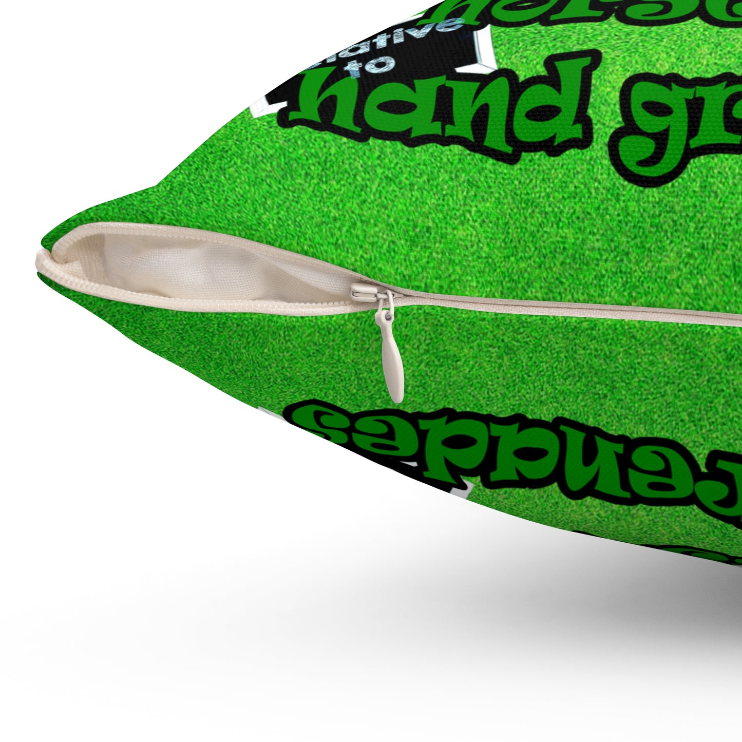 my luck - Spun Polyester Square Pillow - (green turf)