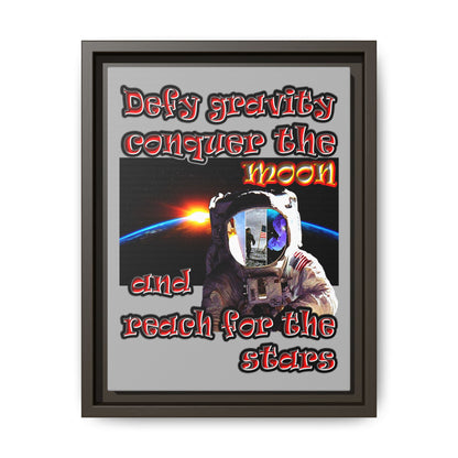 defy conquer reach - framed canvas art (light grey)