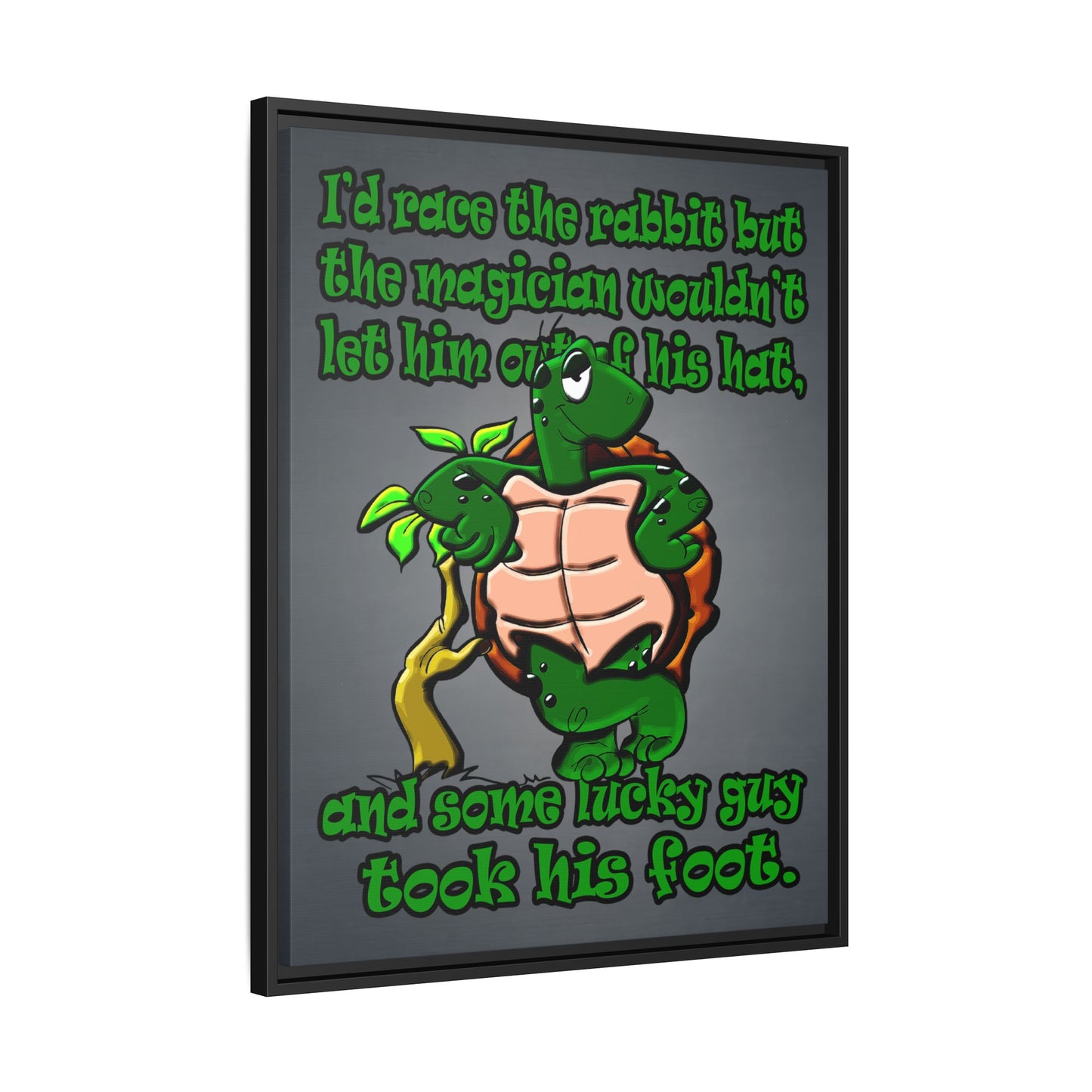 turtle race - framed canvas art (grey-light grey)