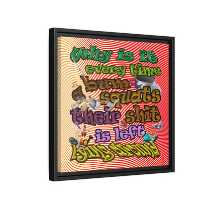 the bum's shit - framed canvas art (yellow-orange wave)