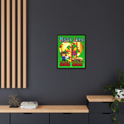 love peace - framed canvas art (logo green)