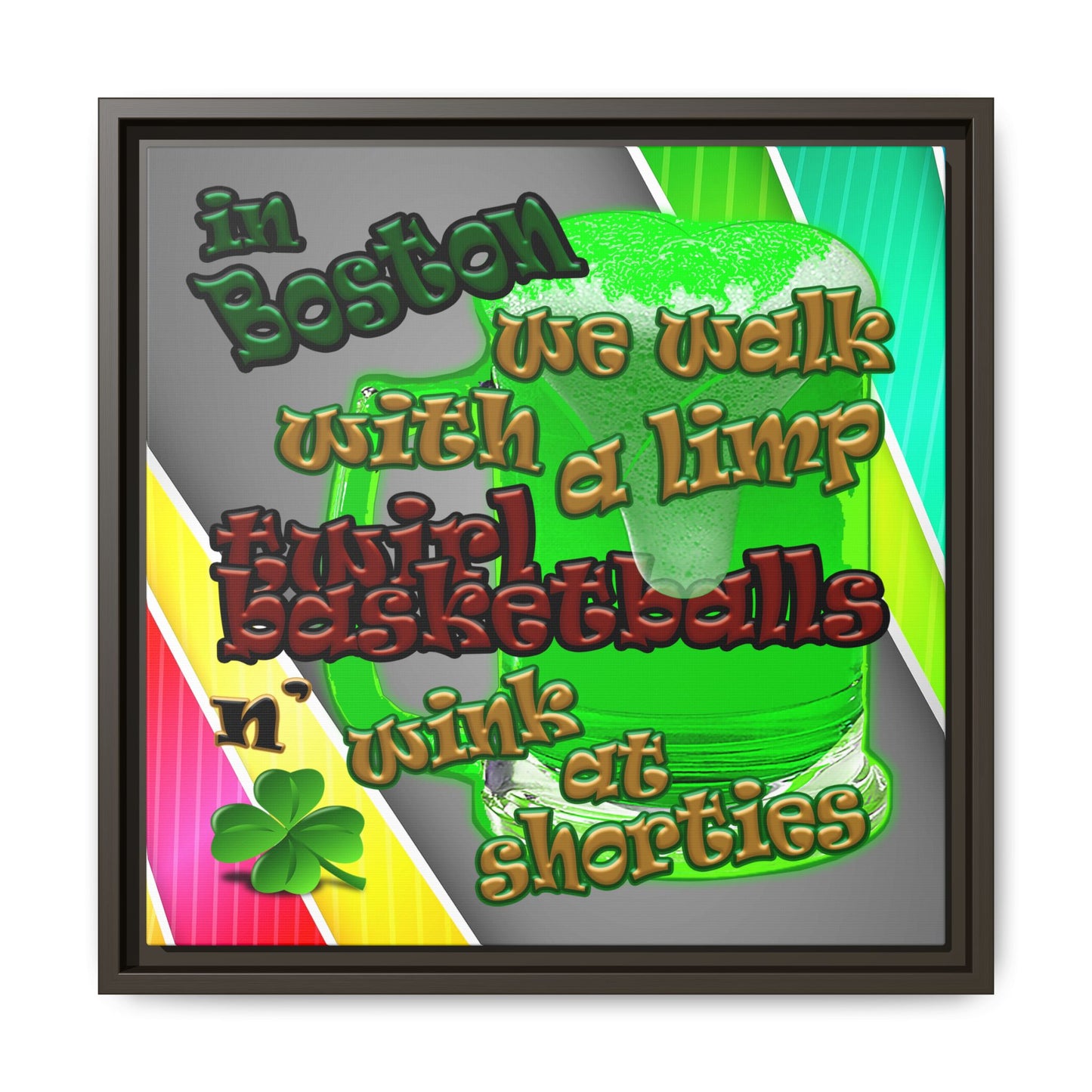 celtics logo - framed canvas art (rainbow split)