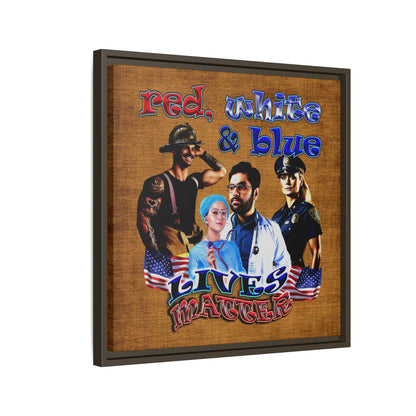 rw&b lives matter - framed canvas art (brown papyrus)