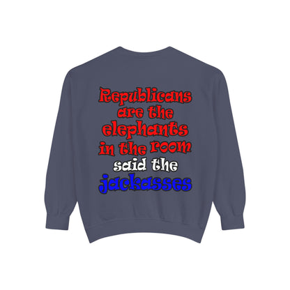 donkeys and elephants - Unisex Garment-Dyed Sweatshirt